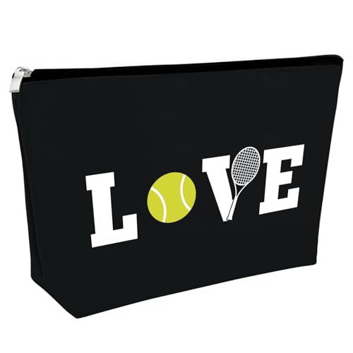 Tennis Gifts Makeup Bag Inspirational Gift for Tennis Player Birthday Gift for Women Cosmetic Bag Tennis Lover Gift Graduation Gift for Tennis Girl Travel Cosmetic Pouch Christmas Gift(Black)