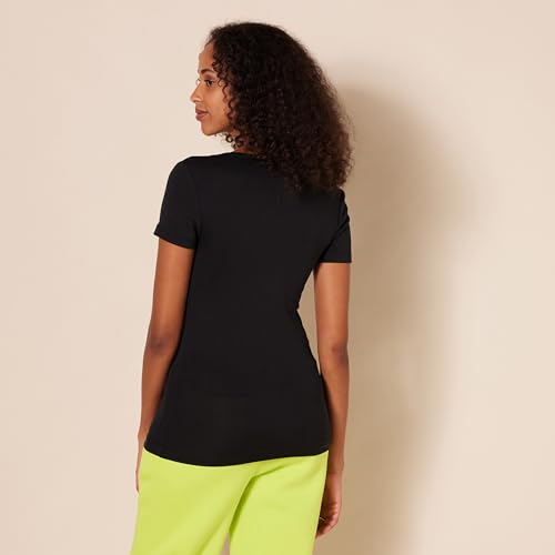 Amazon Essentials Women's Slim-Fit Short-Sleeve V-Neck T-Shirt, Pack of 2, White/Light Camel, XX-Large