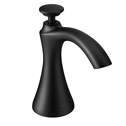 Moen S3946BL Transitional Deck Mounted Kitchen Soap Dispenser with Above the Sink Refillable Bottle, Matte Black