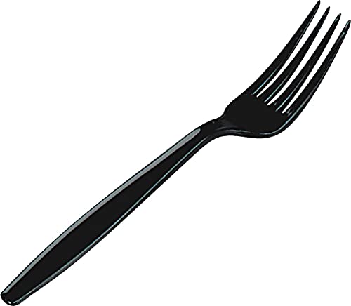 Dixie 7.13" Heavy-Weight Polystyrene Plastic Forks By GP PRO, Black, 1000 Count, FH517