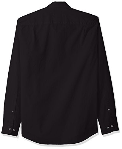 Amazon Essentials Men's Slim-Fit Long-Sleeve Poplin Shirt, Black, Small