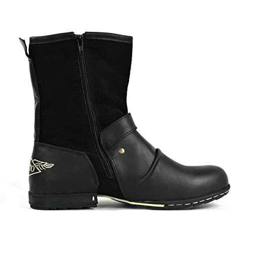 OSSTONE Moto Boots for Men Designer Fashion Zipper-up Leather Chukka Western Boots Casual Shoes OS-5008-1-H-Brown US 12