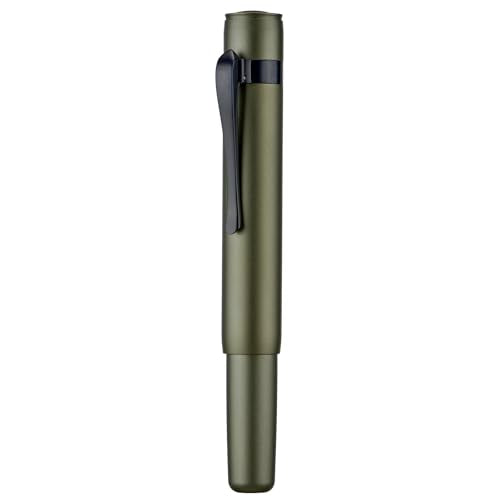 Hongdian M2 Black Forest Mini Fountain Pen, Medium Nib & Sleek Shape Aluminium Short Pocket Travel Pen (Army Green)