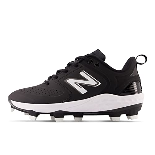 New Balance Women's Fresh Foam Velo V3 Molded Softball Shoe, Black/White Synthetic, 5