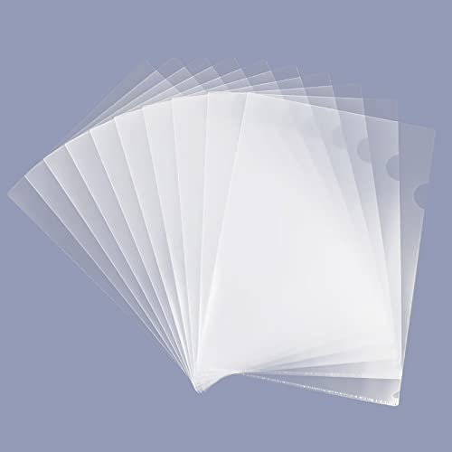 GOMRQING Clear Document Folder Copy Safe Project Pockets fits 8.5x11 Letter Size US Paper,L-Type Plastic Clear Paper Sleeves Protector Resume File Poly Jacket Folders Organizer in Transparent 10 Pack