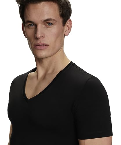 FALKE Men Daily Comfort Deep V-Neck M 2 Pieces, Black (Black 3000), S