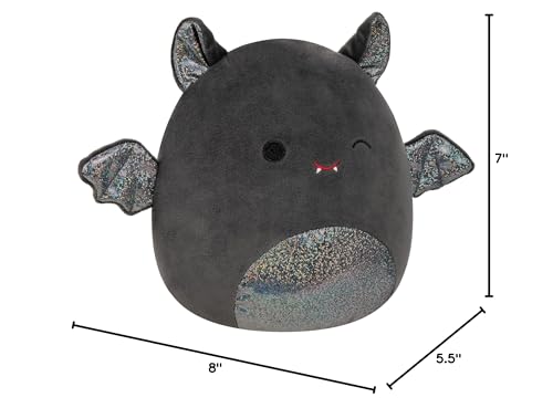 Squishmallows Original 8-Inch Emily Bat with Sparkly Ears and Belly - Medium-Sized Ultrasoft Official Jazwares Plush