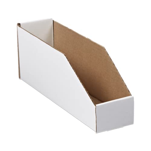 AVIDITI Corrugated Cardboard Storage Bins Holder 3" x 12" x 4.5" (50 Pack), Open Top Durable and Ideal for Organizing Parts Bin Work Areas Packing Moving and Storage - White, 50 Pack