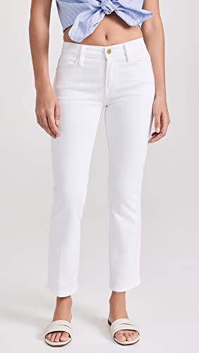 FRAME Women's Le High Straight Jeans, Blanc, White, 33