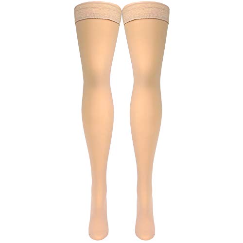 Truform Sheer Compression Stockings, 20-30 mmHg, Women's Thigh High Length, 30 Denier, Beige, Small