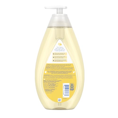 Johnson's Head-to-Toe Gentle Tear-Free Baby & Newborn Wash & Shampoo, Sulfate-, Paraben- Phthalate- & Dye-Free, Hypoallergenic Wash for Sensitive Skin & Hair, 27.1 fl. Oz