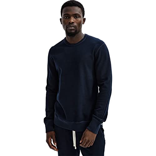 Reigning Champ Men's Midweight Terry Slim Crewneck Sweatshirt, Navy, Blue, XS