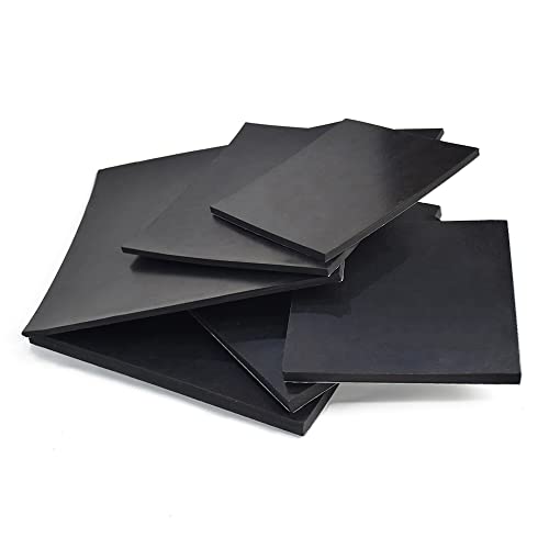 DOBTIM Adhesive Solid Rubber Sheets Padding 6" X 6" X 1/4(.250)", DIY Rubber Strips Seals Pads, Anti Vibration Shock Absorbing, Non-Slip Flooring Cushioning Black