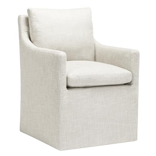 DUHOME Upholstered Dining Chair,Linen Accent Chair for Living Room,Single Sofa Chair with 4 Casters,Upholstered Arm Chair for Bedroom Reading Room Waiting Room Kitchen Dining Room