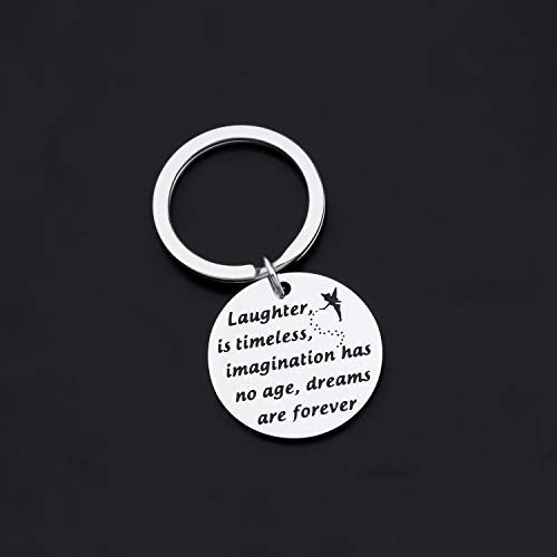 LQRI Womens Tinkerbell Jewerly Gift Laughter is Timeless Imagination Has No Age Dreams Are Forever Keychain Fairy Gifts for BFF Best Friends Sisters Daughters (Laughter is timeless)