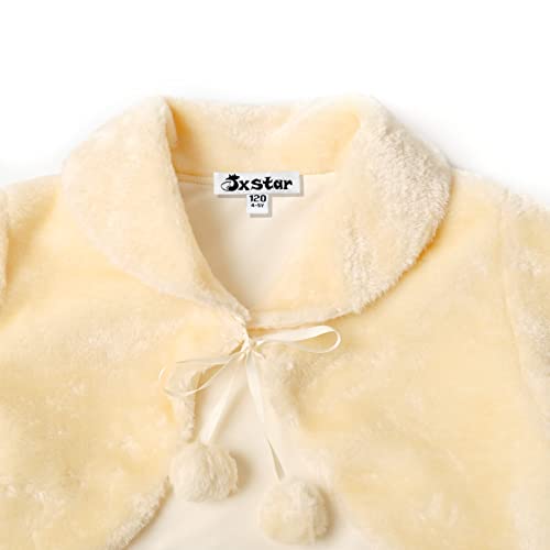 Champagne Shrugs for Girls Faux Fur Bolero Shawl Wraps Cardigan for Wedding Party, 3t 4t