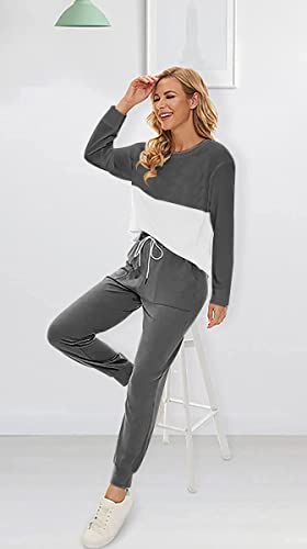 Fengbay Two Piece Outfits for women,Long Sleeve Crewneck Pullover Tops And Pants Sweatsuits Lounge Set with Pockets