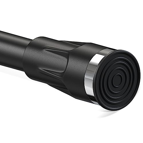Tension Curtain Rod No Drill, Heavy Duty Adjustable Matte Black Bathroom Shower Curtain Rod with Round Shower Rod Holder for Windows Closet Rod 42-60 inch