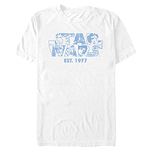 Star Wars Big & Tall Logo Faces Men's Tops Short Sleeve Tee Shirt, White, Large