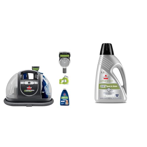 Bundle of Bissell Little Green Pet Deluxe Portable Carpet Cleaner and Car/Auto Detailer, 3353, Gray/Blue + BISSELL Pet Pro Oxy Spot & Stain