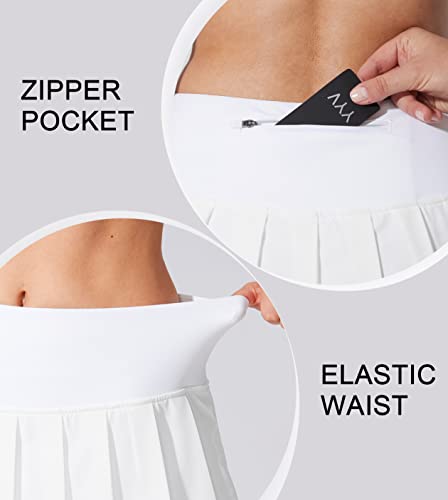 YYV Women's Pleated Tennis Skirt with 3 Pockets Golf Stretchy High Waisted Skort Skirts for Women Athletic Workout Casual(Light Grey X-L)