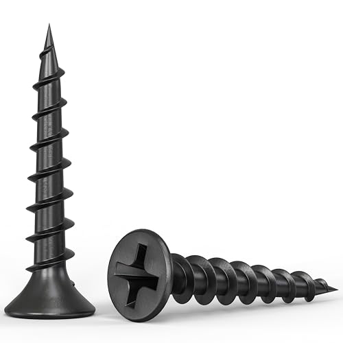 Qualihome #10 Coarse Thread Sharp Point Drywall Screw with Phillips Drive #2 Bugle Head, 1 Lb/Pound, Black, Ideal Screw for Drywall Sheetrock, Wood and More (6 Inch)