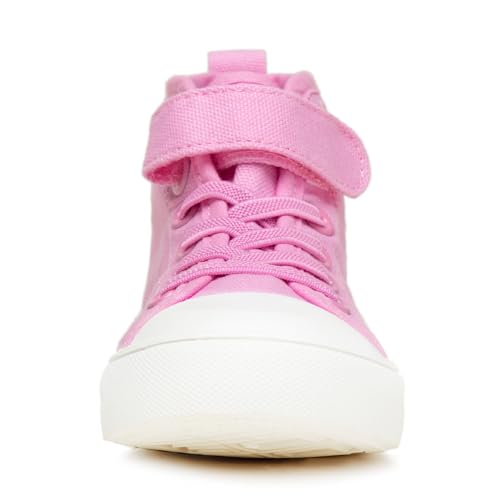 HugRain Kids Girls Sneakers Walking Shoes Bowknot Pearl Ribbon Lace Up Adorable Sparkle Glimmer Glitter Lightweight High Top Classic Non-Slip Outdoor Purple Size 13