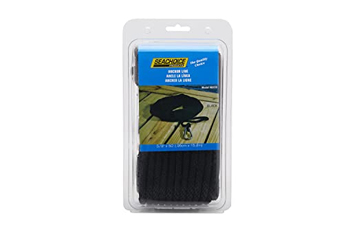 Seachoice 3/8 In. X 50 Ft. Solid Braid Nylon Anchor Line, Black