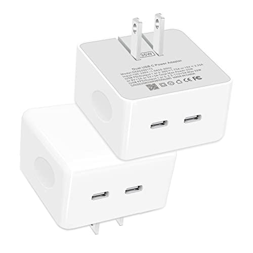 USB C Charger Block, 35W iPhone Fast Charger Dual USB C Port Compact Power Adapter for iPhone 14 Pro/14 Pro Max,13 Pro, iPad, PPS Samsung Galaxy(2 Pack)