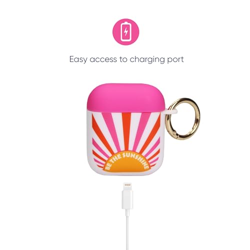 Packed Party for AirPods Case Cover, Soft Silicone Protective Cover with Detachable Gold Hook, Compatible with Apple AirPods 2nd 1st Generation Charging Case, Be The Sunshine Earbuds Case Cover