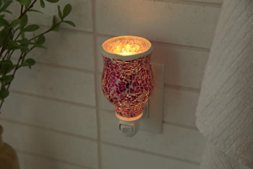 Dawhud Direct Wall Plug-in Wax Warmer for Scented Wax Mosaic Glass Cinnamon Red Electric Home Fragrance Warmer for Essential Oils Candle Wax Melts and Tarts Scent Warmer Night Light