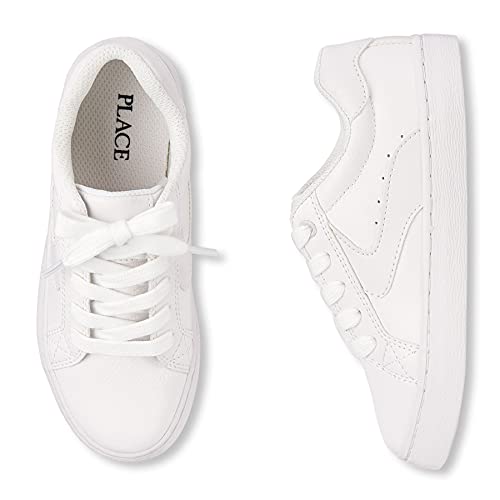 The Children's Place,boys,Sneakers,and Toddler Uniform Low Top Sneakers,White,1 Big Kid