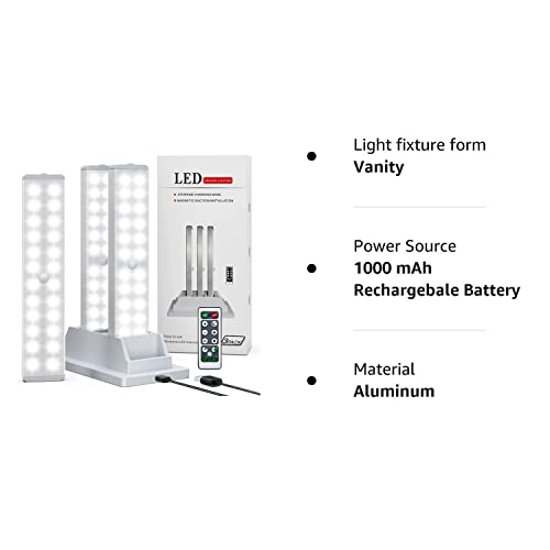 Lightbiz LED Closet Light with Charging Station, 24-LED Dimmer Motion Sensor Under Cabinet Light Wireless Stick-Anywhere with Remote for Stairs,Kitchen,Hallway (3 Pcs)