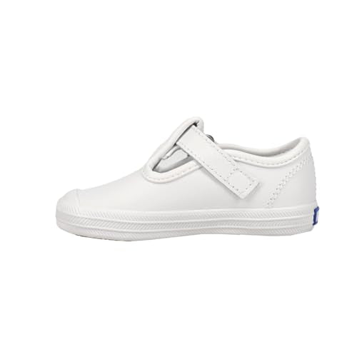 Keds baby girls Champion Lace Toe Cap T-strap Sneaker, White, 3 Little Kid US