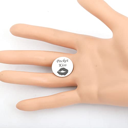 LQRI Pocket Kiss Token Naughty Gifts for Him Funny Token for Boyfriend Naughty Gifts for Husband Valentine's Day Anniversary Keepsake Gifts (silver)