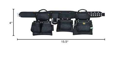 CLC Custom Leathercraft 5605 Professional Carpenters Combo Tool Belt, Black, 18 Pocket