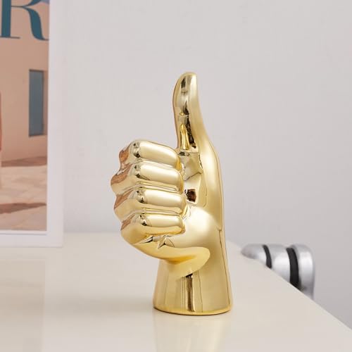 XGZY Hand Statue Office Decor: Gold Finger Gesture Sculpture Unique Great Gesture Figurines Modern Home Decor for Living Room Bedroom Shelf Table Decor Desk Decorations Collectibles