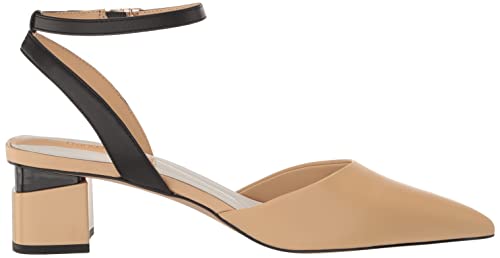 Franco Sarto Womens Naya Pointed Toe Pump Beige and Black Leather 11 M