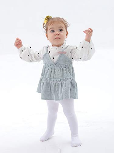 EPEIUS Baby Tights Baby Girls Non-Slip Ribbed Leggings Infants Girl Seamless Cotton Stockings Pantyhose Footed Tights 3-6 Months 3 Pack White Pink XS