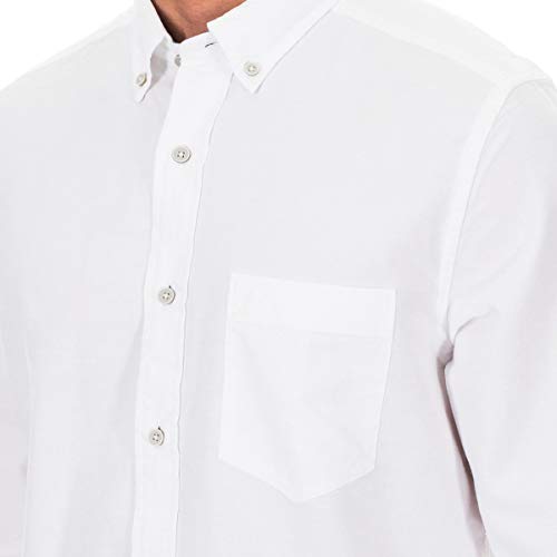Nautica Men's Tall Long Sleeve Button Down Solid Oxford Shirt, White, 1X Big