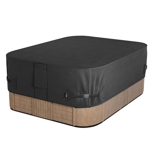 iBirdie Outdoor Waterproof and Weatherproof Hot Tub Cover 85 x 85 inch fit 84 x 84 or 83 x 83 or 82 x 82 or 7 ft x 7 ft Square SPA 600D Heavy Duty Cover Protectors Protective Cover Cap