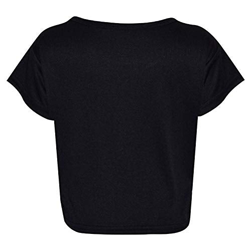 Loxdonz Girls Basic Dance Crop Top Kids Plain Short Sleeve Crop T-Shirt Tees Top (13 Years, Grey)