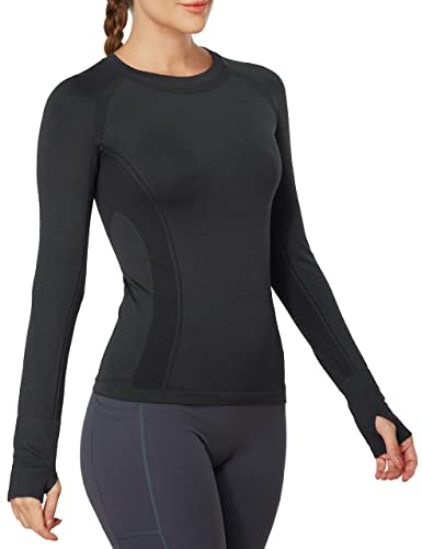 MathCat Workout Shirts for Women Long Sleeve, Workout Tops for Women, Quick Dry Gym Athletic Tops,Seamless Yoga Shirts Navy