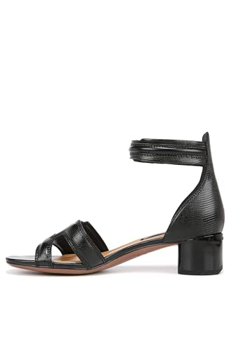 Franco Sarto Womens Nora Ankle Strap Low Block Heel Sandal Black Smooth 8.5 M