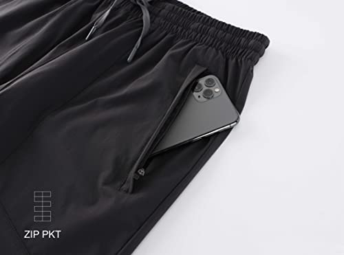 HETHCODE Men's Lightweight Zip Pockets Slim Fit Workout Athletic Active Sports Running Jogger Pants Charcoal Grey S