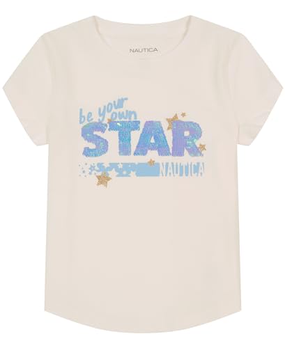 Nautica Girls Short Sleeve with Flip Sequin Design, Cotton Tee Tagless Interior Fashion-t-Shirts, Maize Hey, 12-14 US
