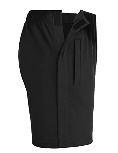 Deyeek Tear Away Shorts for Women Side Snap Shorts Mens Cotton Shorts with Pockets Post Hip Knee Surgery Shorts Black