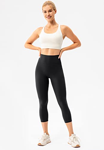 Ukaste Women's Studio Essential High-Rise Yoga Leggings 25" - Soft Stretch Workout Active Tights Pants (Black, 4)