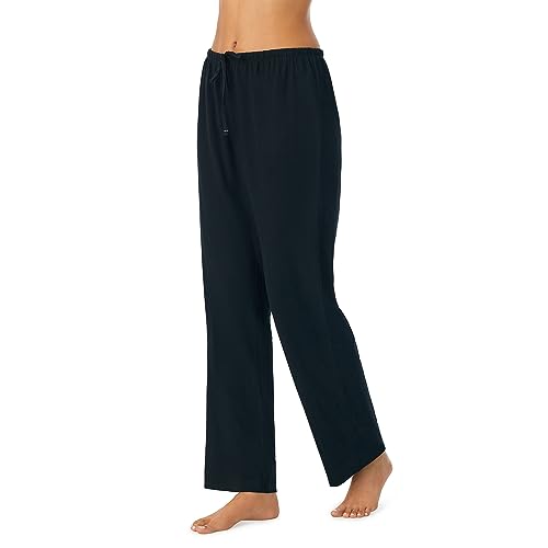 Nautica Womens Sleep Pants - Long Length, Breathable Pajama Bottoms - Cotton Knit Jersey Sleepwear and Loungewear - Black - Small
