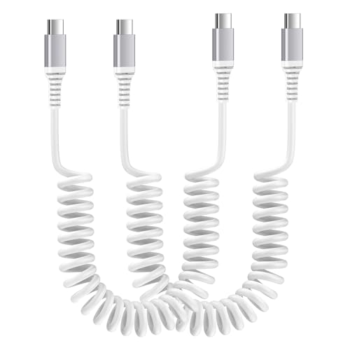 Samsung Car Charger Fast Charging Type C Cable Android Auto Coiled USB C Cell Phone Power Cord 2Pack 3ft 6ft for Samsung Galaxy A14 5G A54 S24 S23 Ultra A15 A25 A13 A32 S22 S21 S20 A53 A23 A52,Pixel 8